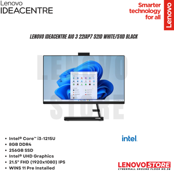 LENOVO IdeaCentre AIO 3 22IAP7 52ID WHITE/51ID BLACK