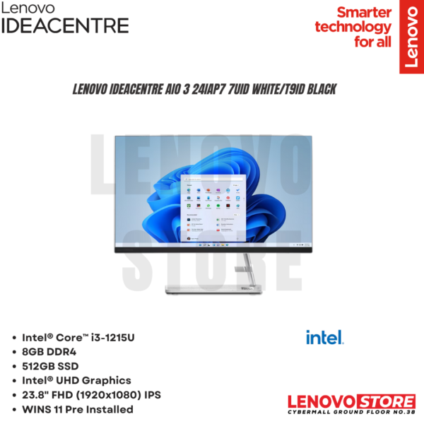 LENOVO IdeaCentre AIO 3 24IAP7 7UID WHITE/T9ID BLACK